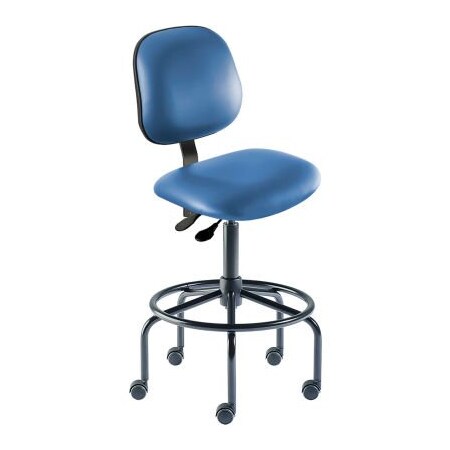 Biofit BioFit Antimicrobial Stool, 25"-32" Seat Height, Blue Vinyl - Black Steel Base - Belize Series BES-H-RC-T-XF-XA-06-P28542